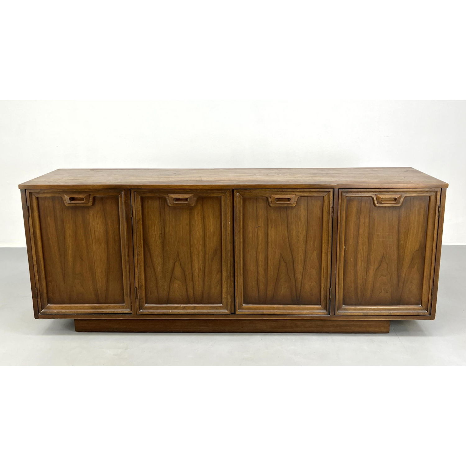 Appraisal: AMERICAN MODERN Walnut Credenza Sideboard Cabinet Dimensions H inches W