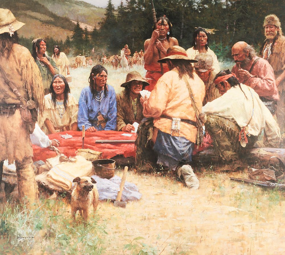 Appraisal: Howard Terpning A Friendly Game at Rendezvous Giclee on Canvas