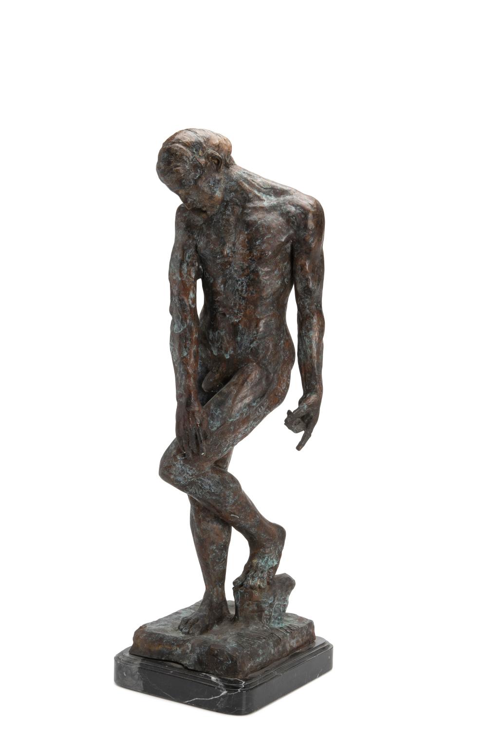 Appraisal: After Auguste Rodin - French Adam Patinated bronze Marked to