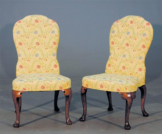 Appraisal: Pair Queen Anne style upholstered side chairs th century shaped