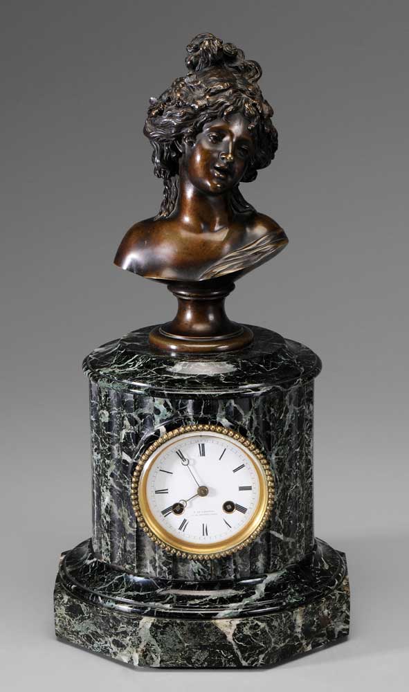 Appraisal: Bronze-Mounted French Shelf Clock French mid th century works mounted