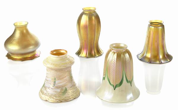 Appraisal: Three Steuben glass shades a Luster Art glass shade and