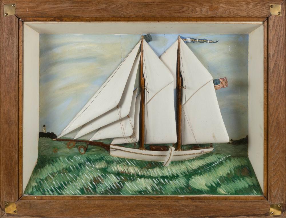 Appraisal: SHADOW BOX MODEL OF THE TWO-MASTED SCHOONER FRANK FURST LATE