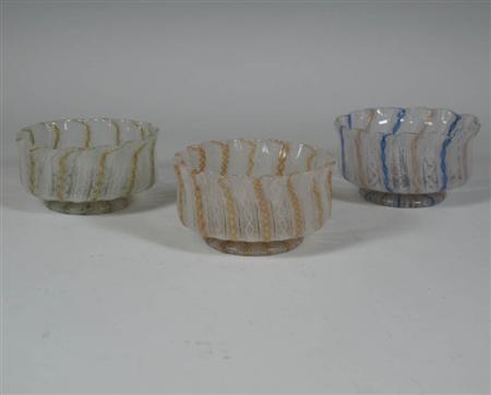 Appraisal: A group of Venetian Murano latticino glass wares comprising six