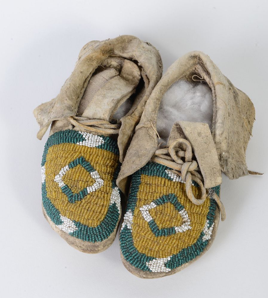 Appraisal: Central Plains Children's Beaded Moccasins Central Plains Children's Beaded Moccasins