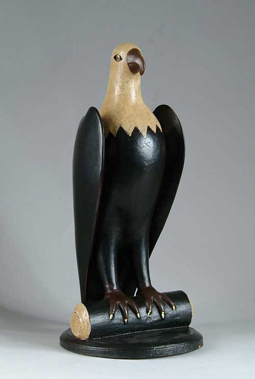 Appraisal: CARVED AND POLYCHROMED WOOD STANDING EAGLE Second half of the