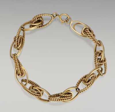 Appraisal: A Retro Design Gold Bracelet k yellow gold bracelet with