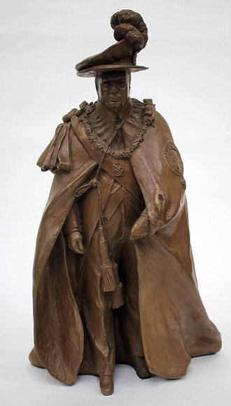 Appraisal: KARIN CHURCHILL A COMPOSITE STATUE OF WINSTON CHURCHILL in garter