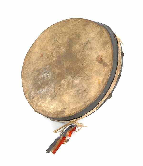 Appraisal: Native American hand drum ca with central star decoration dia