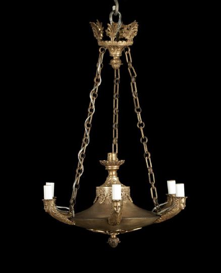 Appraisal: French Gilt-Brass Seven-Light Chandelier first quarter th century in the