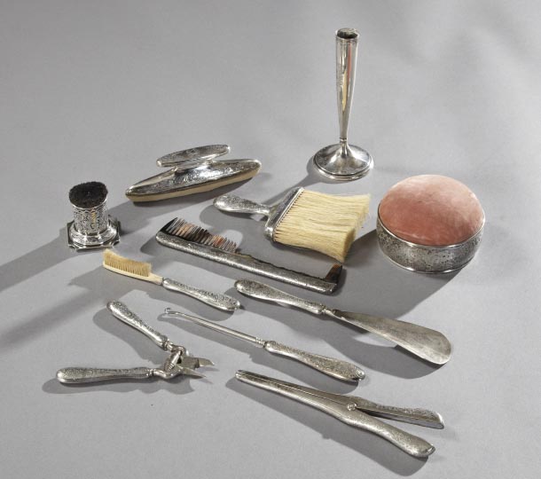 Appraisal: Eleven-Piece Gorham Floral-Chased Sterling Silver Toilette Service first quarter th