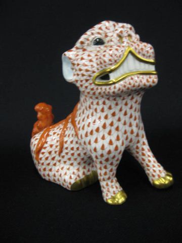 Appraisal: Herend Porcelain Fishnet Figurine of a Foo Dog tall excellent