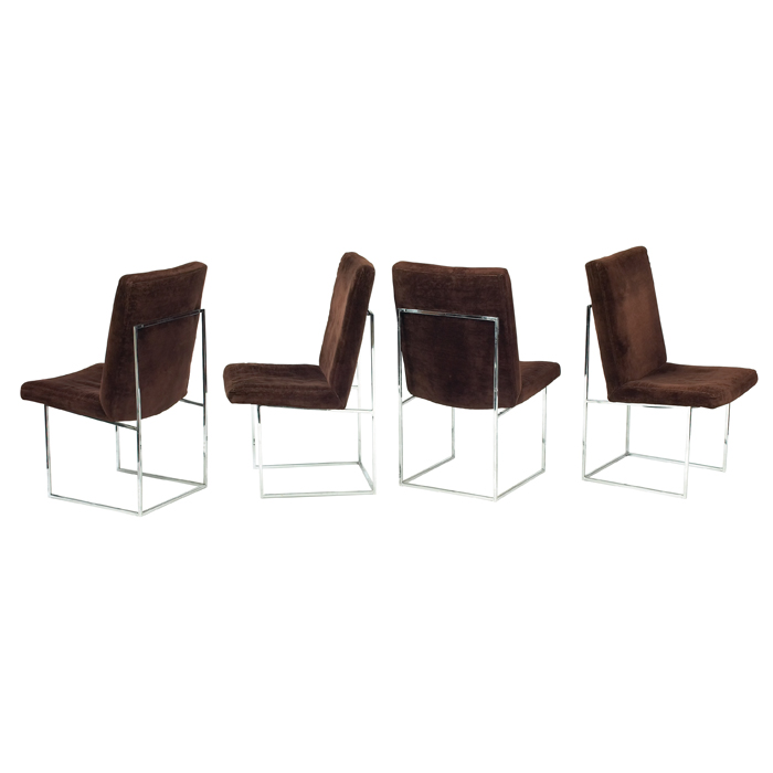 Appraisal: Milo Baughman dining chairs four by Thayer Coggin square tubular