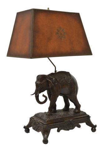 Appraisal: Large patinated bronze table lamp attributed to Maitland-Smith late th