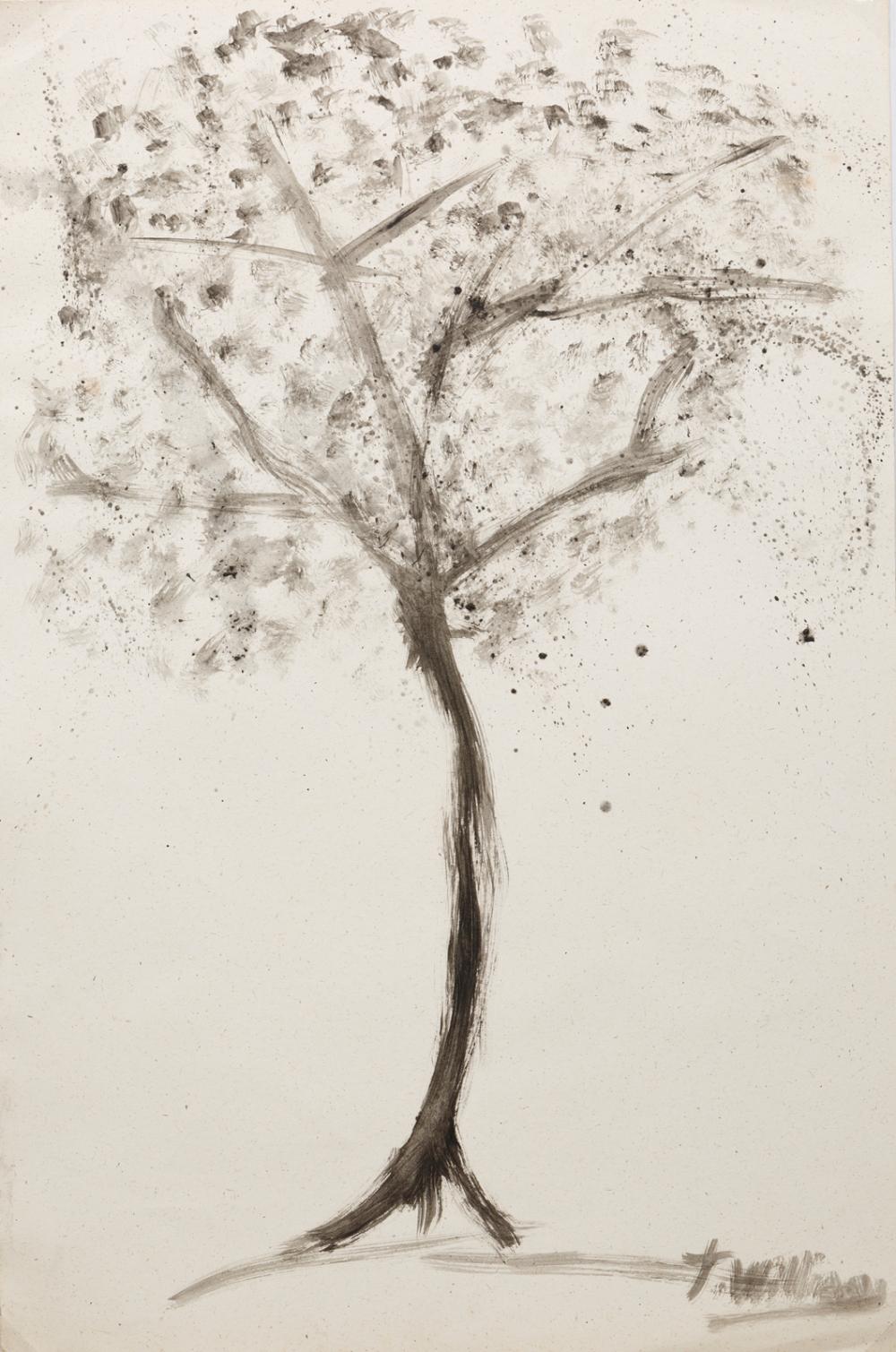 Appraisal: American School th c Tree ink wash on paper signed