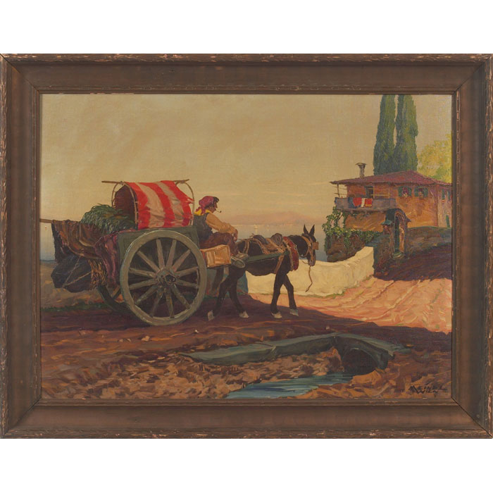 Appraisal: Artist Unknown American th century Wagon c oil on canvas