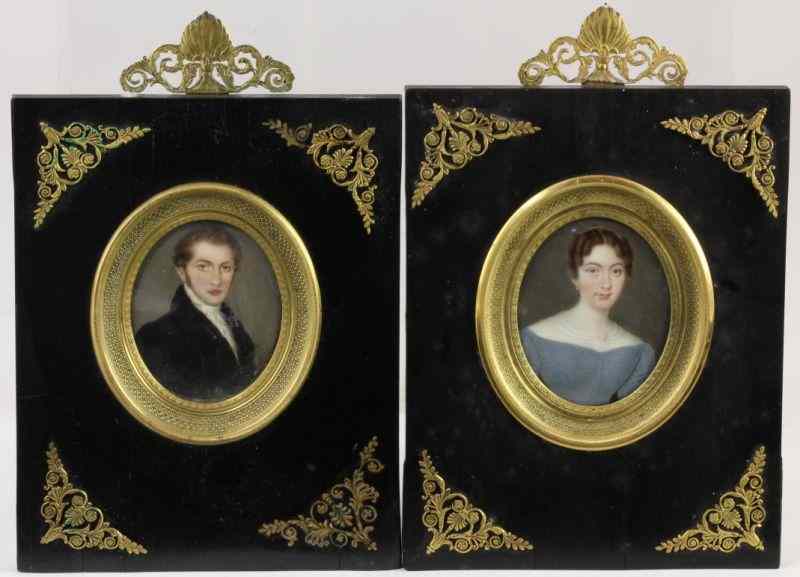 Appraisal: Pair of Miniature Portraits on Ivorythe first a portrait of