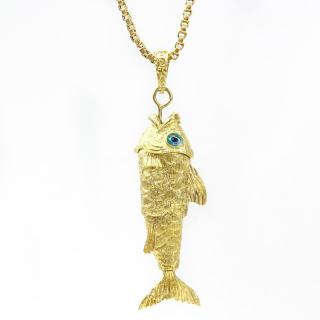 Appraisal: Vintage Italian Karat Yellow Gold Articulated Fish Pendant on Karat