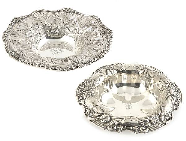 Appraisal: A group of two sterling bowls One shaped circular with