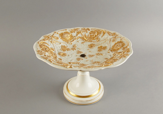 Appraisal: Meissen Compote white with raised gilt floral trim gold banding