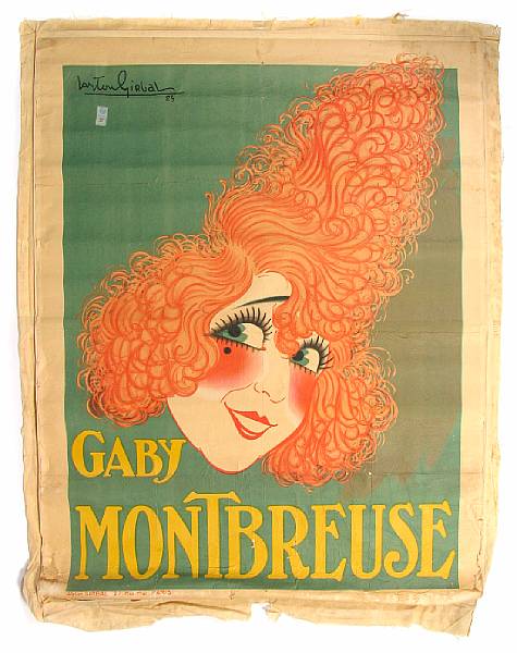 Appraisal: A Gaby Montbreuse personality poster Depicting the French chanteuse's face