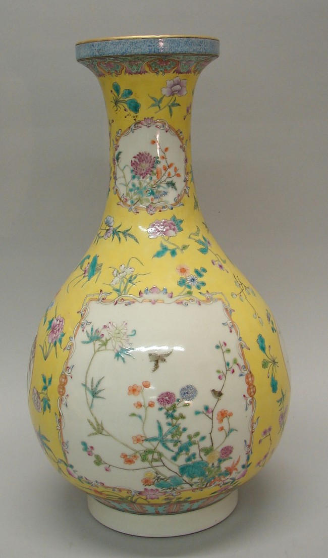 Appraisal: Vase features insects and flowers in various reserves t character