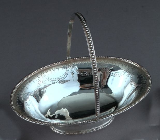 Appraisal: Rare Oval Hester Bateman Sterling Silver Swing-Handled Sweetmeat Basket London