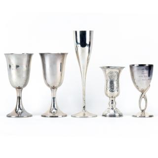 Appraisal: A Collection of Five Sterling and Silver Stemmed Cups A