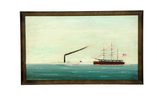 Appraisal: PRIMITIVE SEASCAPE ATTRIBUTED TO WALTER PARKES AMERICAN - Oil on