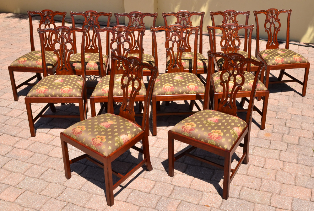 Appraisal: MAITLAND SMITH CHIPPENDALE STYLE DINING CHAIRS Carved and pierced backs