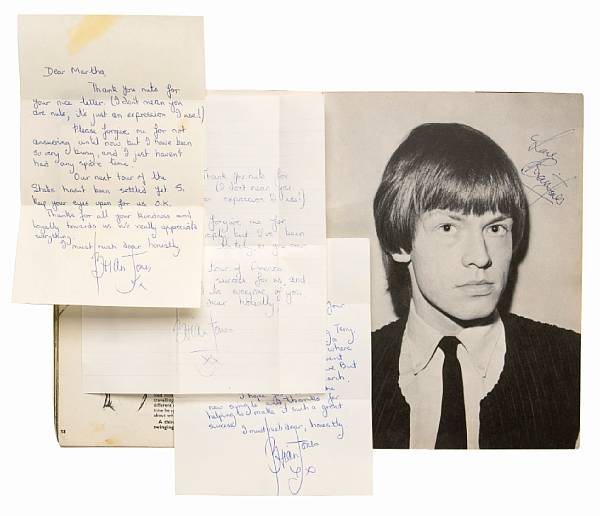 Appraisal: A Brian Jones group of handwritten letters and a signed