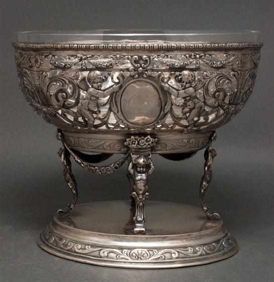 Appraisal: German Rococo style reticulated silver pedestal bowl early th century