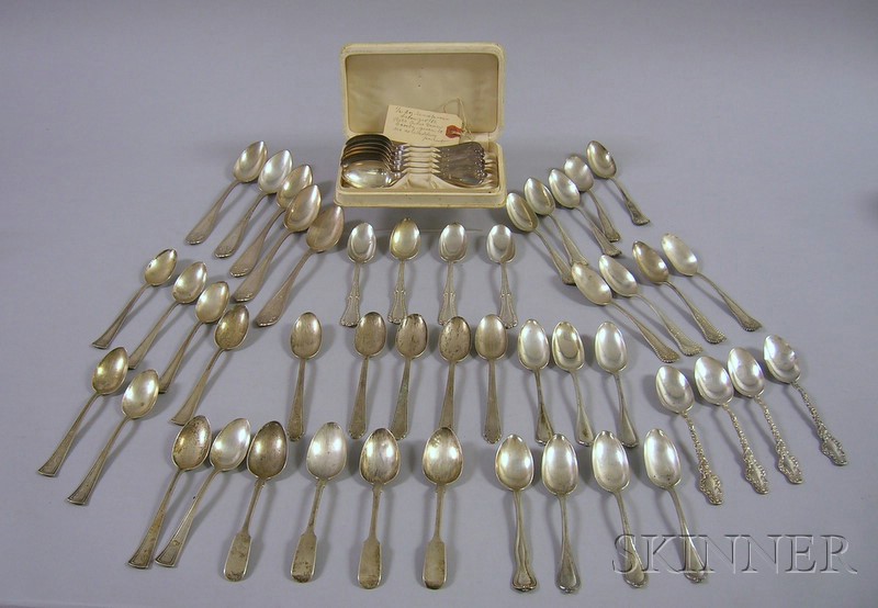 Appraisal: Seventy-four Sterling Silver Teaspoons in thirteen small and partial sets