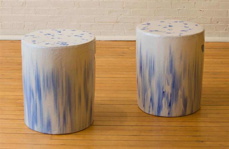 Appraisal: PAIR OF BLUE AND WHITE GLAZED PORCELAIN GARDEN SEATS x