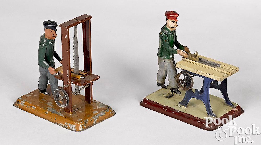 Appraisal: Two painted tin workmen steam toy accessories Two painted tin