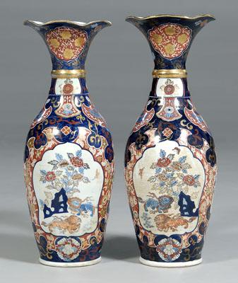 Appraisal: Pair Imari style floor vases flared scalloped rims gilt band