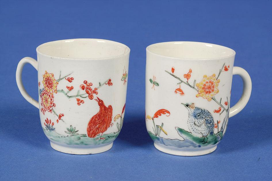 Appraisal: A PAIR OF ENGLISH PORCELAIN QUAIL PATTERN CUPS circa possibly