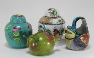 Appraisal: Chinese Porcelain Articles w Pomegranate Figure CHINA TH CENTURY A