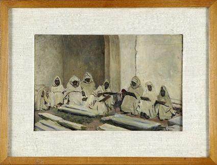 Appraisal: Continental School North African Scene with Scribes Oil on panel