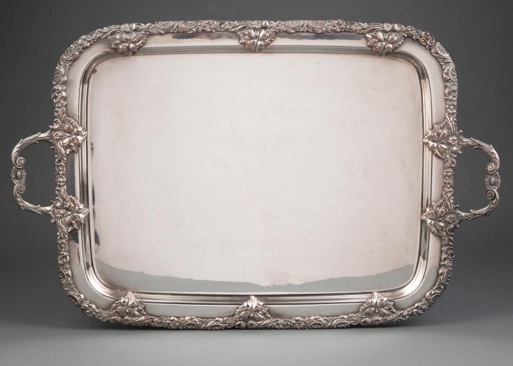 Appraisal: WMF SILVERPLATE TEA TRAYWMF Silverplate Tea Tray foliate scroll border