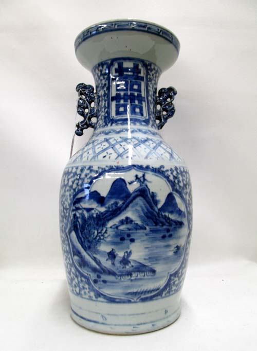 Appraisal: CHINESE BLUE AND WHITE PORCELAIN VASE Hand painted under glaze