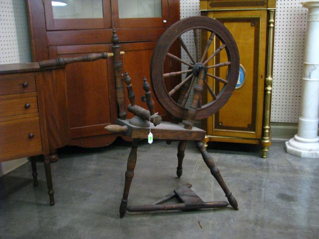 Appraisal: Antique Wooden Spinning Wheel '' tall