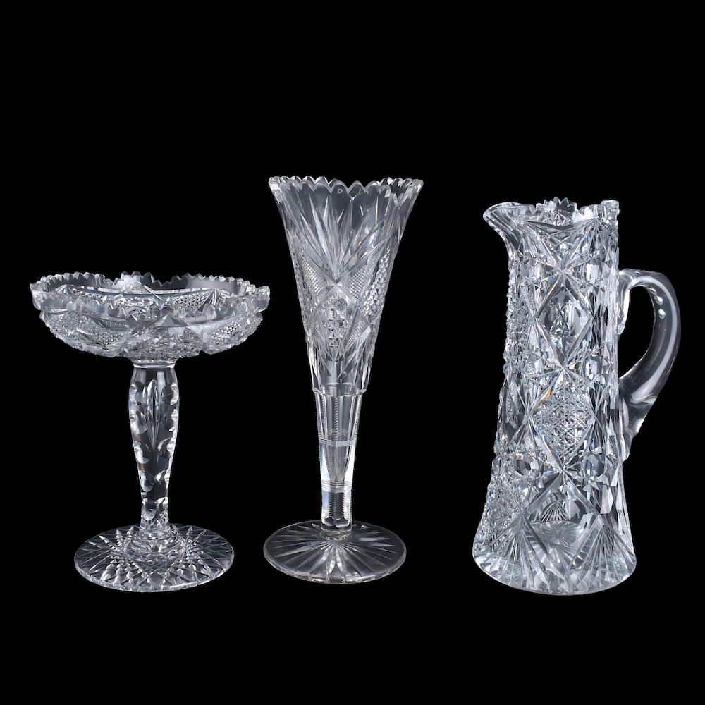 Appraisal: Three Brilliant Cut Glass Tableware Collection of Three Brilliant Cut