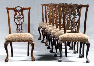 Appraisal: Set of eight Chippendale style chairs each mahogany with pierced