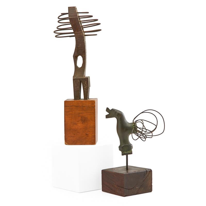 Appraisal: HERBERT KALLEM American - Two bronze and wire sculptures on