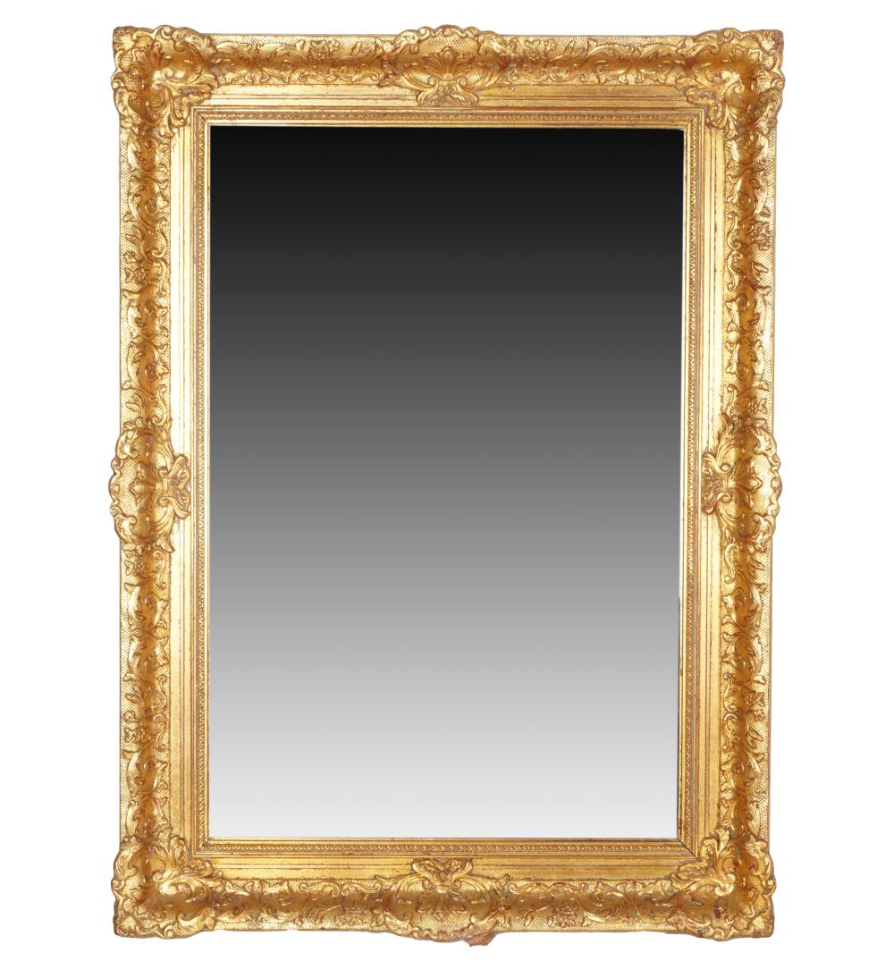 Appraisal: GILTWOOD WALL MIRRORwith beveled plate x x inches Condition