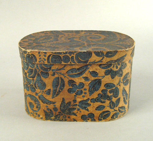 Appraisal: Wallpaper dresser box early mid th c with blue floral