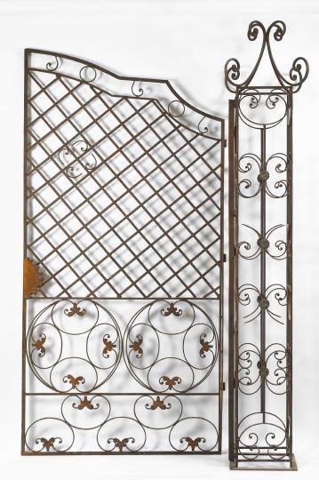 Appraisal: Large Pair of Wrought-Iron and Stamped Steel Driveway Gates in