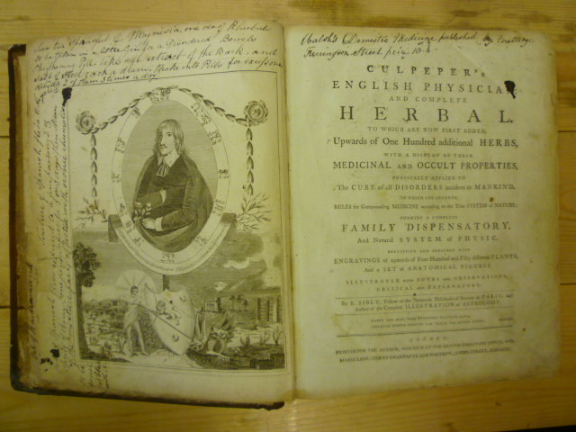 Appraisal: CULPEPER'S ENGLISH PHYSICIAN AND COMPLETE HERBAL notes by E Sibly