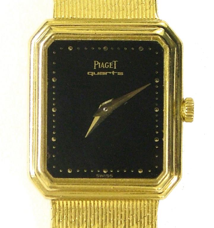 Appraisal: Piaget k quartz lady's bracelet watch the plain rectangular black